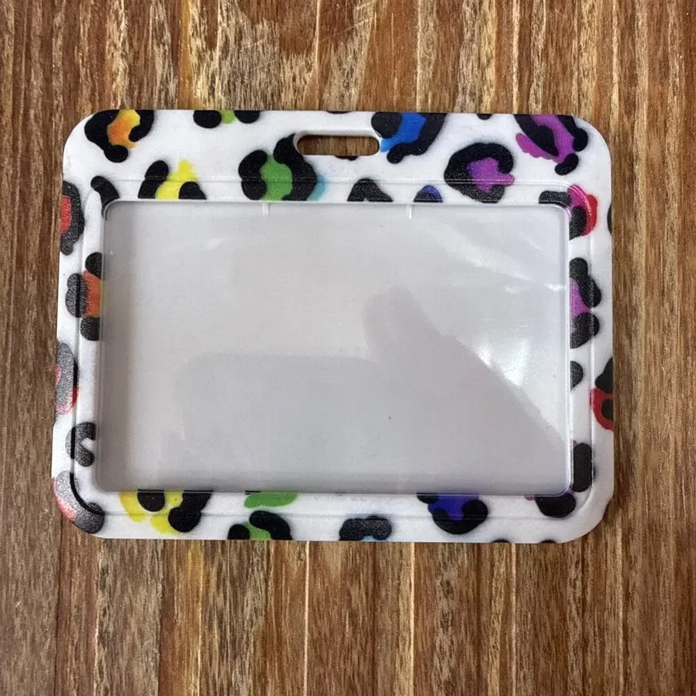 Colorful Leopard Print Badge ID Holder